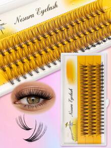 Waloshow 10 Boxes, 60pcs Cluster Eyelash Extensions, Mixed Length 8-15mm, 0.07mm Thickness, D Curl, Natural Fluffy Extra Thick Style, Reusable Plant-Based Squalane, DIY False Eyelash Kit For Beginners - D - Xem 7