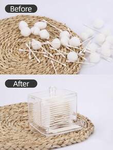 Qtip Dispenser Big Clear Qtip Holder, Bathroom Container Organizer Accessories Decor For Storage-Qtips Cotton Ball