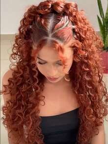 New Year Festival, Christmas Day  Activities Beauty Full Density Ends 250 Density We Promise 100% Raw Human Hair,  13*6 Lace Wigs Reddish Brown Ginger Color  Ultra-Thin HD Transparent  Lace Front Wigs Upgraded Tiny Knots Real Pre Bleached 26 Inch Copper Red Deep Wave Frontal Wig 13x6 Full Lace Curly Wigs Human Hair Wedding Party Christmas Mother's Day Valentine's Day Daily Use - Reddish Brown - 查看 2