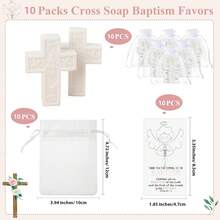60pcs/20sets Baptism Favors For Guests Cross Soap Baby Shower Scented Soap Favors With Greeting Cards Organza Bag Christening Communion Baptism Party Gift For Guests Party Gender Reveal - White - View 10