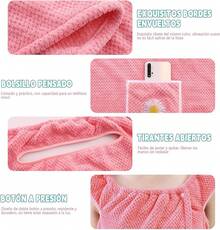 Bata de Baño Mujer Toalla Super Absorbente y Secado Rápido - Toallas de Baño Grandes para Adultos, Diseño Envolvente Hogar, Bata de Mujer en Vellón de Coral Suave No Quitapelos - Rosa - Ver 3