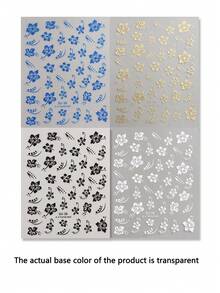3D芙蓉花美甲贴纸 - 7种颜色（粉色、金色、白色、黑色），热带花叶滑贴，适合春夏DIY美甲、婚礼季和情人节美甲，自粘式美甲贴纸，美甲用品 - 彩色 - 查看 11