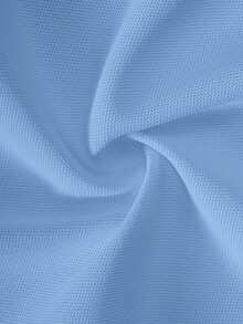 Camisa polo de manga corta de color rojo sólido clásica para niño, adecuada para salidas diarias, reuniones y actuaciones - Neblina azul - Ver 8