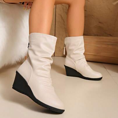 Women's Mid-Calf Boots, Flat Wedge Heel, Fashion & Comfortable, Autumn/Winter