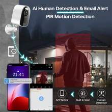[太阳能监控摄像头] 无线 5G WiFi 太阳能监控摄像头，400 万像素高清像素。户外家居安防。功能包括彩色夜视、运动检测、双向通信。可与 Alexa 配合使用。配备太阳能电池板。 - 彩色 - 查看 5