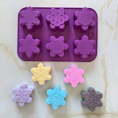 1 pieza Molde de silicona con diseño de copo de nieve navideño para hornear pasteles, galletas y magdalenas, para decoraciones navideñas hechas a mano