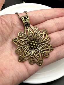 复古镂空大花吊坠项链，花卉设计时尚复古维多利亚蕾丝花卉颈链，波西米亚风格首饰，适合送给母亲、妻子、姐妹 - 彩色 - 查看 8