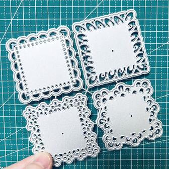 4 件书签金属切割模具剪贴簿模板模切卡片压花相册模板模具装饰工艺