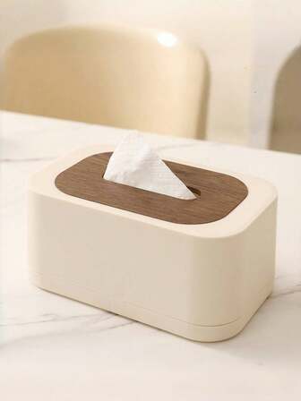 Oval Thickened Wooden Cover Tissue Box, Desktop Napkin Holder For Living Room, Hotel, Restaurant
