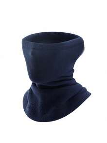 1pc Men's Outdoor Warm Neck Gaiter, Fleece Ski Face Mask, Sherpa Lined Windproof Drawstring Thick Neck Warmer, Autumn/Winter - Black - View 8