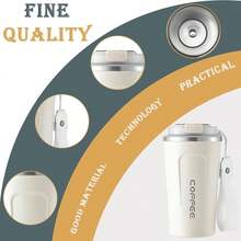 510 ml/18 oz Taza Termo de Café de Acero Inoxidable 304 con Tapa, Vaso Térmico para Café con Cuerda y Cepillo, Taza de Vacío para Bebidas Frías y Calientes (Morado) - Morado - Ver 10