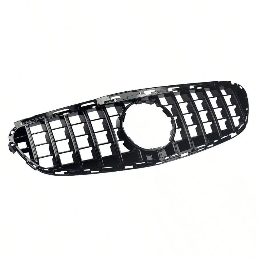 Mittelgrill für die Autostoßstange, Kühlergrill für die vordere Motorhaube, Ersatz-Stoßstangenabdeckung mit Einzellamelle, kompatibel für Klasse W212 2014–2016 - Schwarz - Übersicht 1