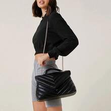 Women Shoulder Bag, Fashionable Quilted Vegan Leather Crossbody Purses With Adjustable Chain Designer Purses-2025 - S,綠色 - 查看 7