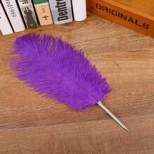 1pc Retro Feather Pen, Soft & Fluffy Wedding Signature Feather Pen, Western Style Wedding Guest Book Signing Pen, Suitable For Office, Wedding, Bride Party Supplies