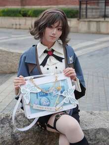 1 pieza Bolso de mujer de gran capacidad con decoración de cadena de mariposa estilo japonés, bolso gótico lolita con telaraña oscura, la mariposa es desmontable, bolso transparente con decoración de estilo lindo de chica, bolso punk, bolso de hombro de mujer estilo anime DIY, bolso de viaje, cartera de mujer, bolso de mujer, bolso cruzado de moda versátil de alta calidad, bolso Ita, adecuado para exhibir accesorios de anime, uso diario, escuela, fiesta, regalo - Multicolor - Ver 9