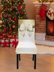 1 Stück Weihnachtsstuhlbezug, Schleifendesign Stuhlrückenbezug, Weihnachts-Esszimmersitzbezug, Vollsitzkissenschutz, Weihnachtsdekoration, Heimdekoration, Innen-/Außendekoration, Fröhliche Weihnachten, Weihnachtsparty Geschenk, waschbare Stuhlbezüge für Zuhause, Küche, Wohnzimmer, Hotel