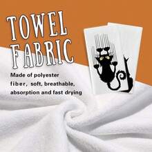 Croar - Juego de 2 toallas de cocina para rascar para Halloween con gatos negros, toallas de mano para secar para hornear, pa?o de cocina para due?os de mascotas, regalos divertidos para decoración - Blanco - Ver 4