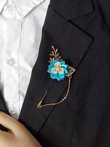 1 pieza Broche unisex, estilo coreano con flor de tela tipo margarita o crisantemo, alfiler de suéter, cadena de solapa con borla y aguja larga - Multicolor - Ver 18