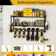 Heavy-Duty Metal Wall-Mounted Power Tool Storage Rack With Charging Station - All-In-One Tool Organizer With Drill Holders, Battery Storage & Charging Station, Space-Saving Garage Workshop Shelf For Cordless Drills, Batteries, Wrenches, Screwdrivers - Ideal Gift For Men, Boyfriend (Birthday, Valentine'S Day, New Year Gifts) - Durable Metal Construction, Tool Rack For Garage, Workshop, Home Organization, Wall Mounted Tool Organizer, Tool Rack, Tool Holder Wall Mount, Garage