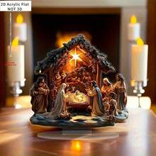 2D Flat, Christmas Scene Acrylic Display Decor - Starry Night Snowy Landscape Desktop Ornament, No Power Needed, Multi-Functional Holiday Gift Suitable For 11 Celebration Occasions, Home And Office Use, 2D Flat Home Decor Christmas Decorations Room Decor - Multicolor - View 10