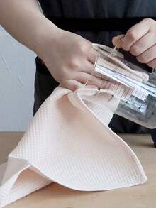 1 Piece Solid Color Waffle Dish Cloth Set, Teak Scrub Pad, Kitchen Towel, Small Square Towel, Dish Cloth, Non-Slip Mat Cloth, Suitable For Kitchen, Bathroom, And Other Cleaning Tasks - Multicolor - View 5