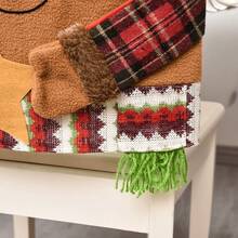 1 Peça Capa de Cadeira de Natal, Capa de Banqueta com Figuras de Papai Noel, Alce e Boneco de Neve. Adequada para Decoração de Casa de Natal e Capas de Cadeira para Festas Festivas