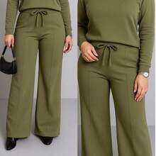 Women Two-Piece Outfits - Army Green - View 2
