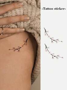 1 Rama de cerezo japonés de ambiente fresco Tatuaje de nicho impermeable y a prueba de sudor que puede durar de 1 a 3 días - Multicolor - Ver 1