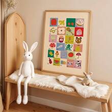 1 peça tela 2D sem moldura inspiradora estilo art déco retrô retrato orientação decoração de parede, tema de alfabeto e números, cores brilhantes, design educacional ABC e 123, com material de tela, para decoração de sala de aula, escritório em casa, adequado para todas as idades