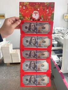 6/3/1pc Christmas Cash Red Envelope And Gift Card Set, Christmas Gift Box, Suitable For Christmas Party Gift Supplies, 10 Slot Red Envelopes With Santa Claus, Christmas Tree, Snowman Patterns, Surprise Christmas Gift Card Clip, Holiday Party Gift Box