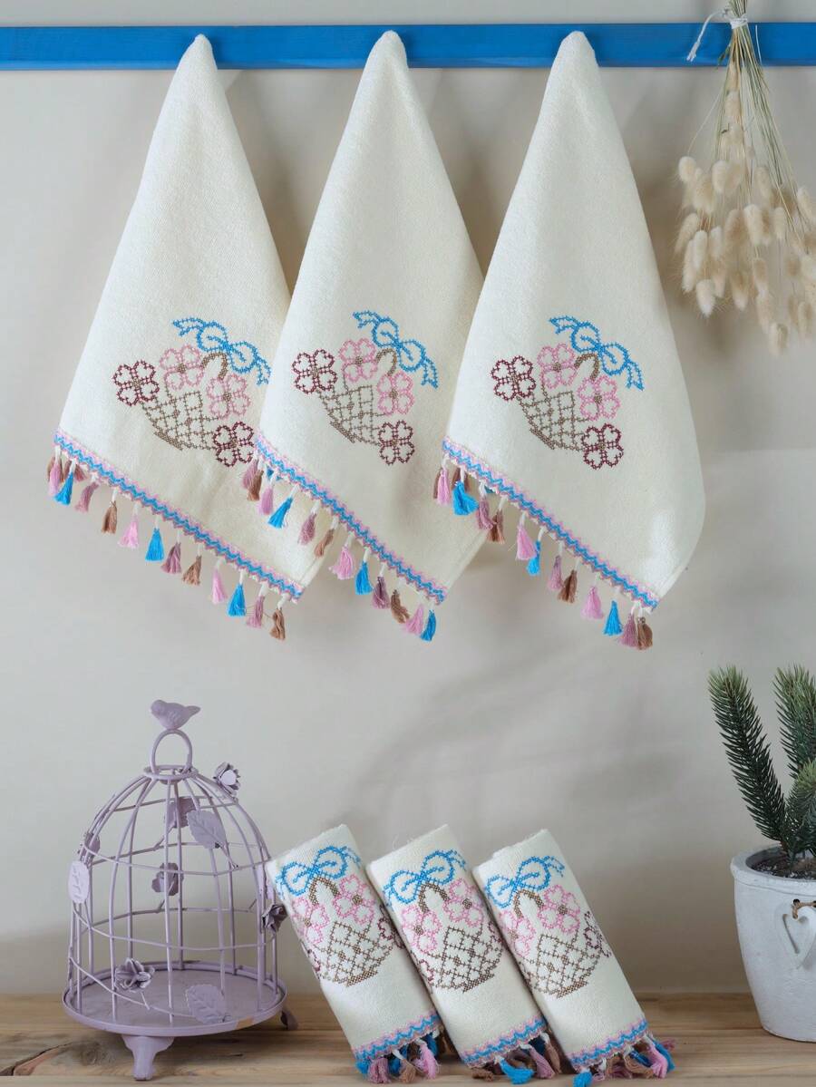 100% Cotton 3-Piece Kitchen & Bathroom Towel Set – 30x50 Cm Soft, Absorbent, Durable And OEKO-TEX Certified Multi-Purpose Towels – MADE IN TURKEY - Blue - View 1