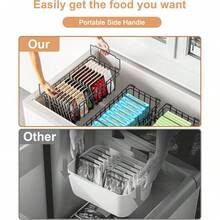 6 Pack Chest Freezer Baskets Organiser - Stackable Kitchen Storage Boxes For 198L Deep With Handle, Pantry Shelf Open Wire Bins Frozen Goods Sort, Durable Metal Black - Black-6 Pack - View 4