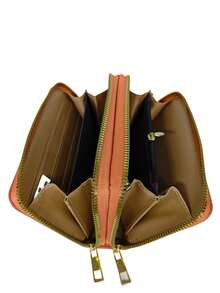 Women's Wallet With 2 Zippered Compartments, Hand Strap, Elegant Card Holder, Fashion Insurance, Assorted Logo Plate - 駝色 - 查看 5