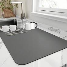 1pcs Kitchen Countertop Dishwashing Mat, Heat-Resistant Drainage Mat, With Anti Slip Rubber Bottom, Super Absorbent Drainage Mat, Suitable For Home Kitchens, Restaurants, Cafes, Etc.