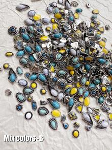 50件/套复古金属饰品,椭圆形绿松石混搭风格,宫廷风美甲装饰,DIY美甲饰品,美甲宝石,美甲用品 - 金色 - 查看 8