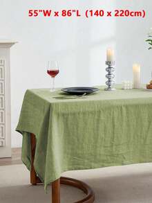 1pc Refreshing Pastoral Solid Color Tablecloth, Skin-Friendly Absorbent Washable & Reusable, Suitable For Living Room, Dining Room, Picnic, Wedding, Daily Home Decor, Spring/Summer