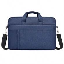Maletín para portátil negro azul gris bandolera ajustable desmontable adecuado para viajes de negocios cómodo práctico amplio espacio manos libres ideal regalo festival unisex - Azul - Ver 1