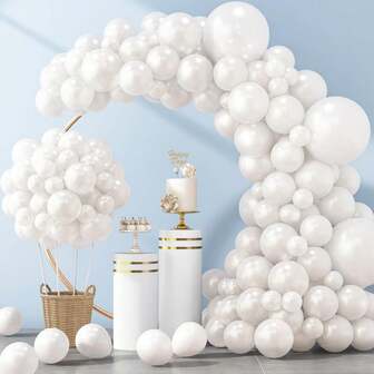 111pcs Pearl White Balloons Different Sizes 18 12 10 5 Inch For Garland Arch Kit, Latex Balloon For Wedding Engagement Anniversary Bridal Baby Shower Birthday Party Decoration