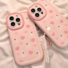 A Cute Dog,Pink Bow Phone Case Which Can Be Matched With A Same-Style Mobile Phone Charm Phone Case Compatible With IPhone17/17 AIR/17 PROMAX/17 PRO/16/7/8/11/12/13/14/15/X/XR/Xs/Plus/Pro/Pro Max/SE2/16E - Pink - View 10