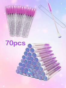 Waloshow Purple 210pcs Wholesale Price Super Brush Kit Eyelash Extension Supplies Kit Disposable Lash Brushes Micro Swab Brush Mascara Wand Lip Brushes 70/140/210pcs - 紫色 - 查看 8