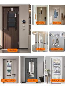 1 pièce Crochet par-dessus la porte, organisateur à double crochet robuste avec caoutchouc antidérapant pour serviettes, vêtements, chapeaux et sacs à utiliser dans la salle de bain, la chambre à coucher, la cuisine