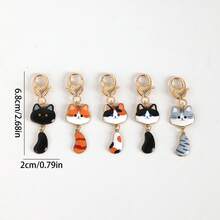 1个/5个装金属锌合金动物吊坠钥匙扣，胖猫造型，尾巴可摆动，猫咪钥匙扣，小猫钥匙圈，女士爪印吊坠，背包挂饰，汽车钥匙扣，DIY礼物，送给女性、女孩、圣诞节礼物，包包挂饰，汽车配件，送给老师、朋友、姐妹的礼物创意，送给母亲、父亲、毕业生和老师的礼物 - 彩色 - 查看 11