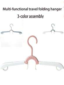 3pcs Multi-Functional Foldable Clothes Hanger Rack – Portable Travel Drying Rack For Home And On-The-Go Use, Space-Saving, Lightweight And Easy-Setup Hanger System, Versatile Laundry Organizer For Indoor Drying, Dorms, Apartments, Vacation Rentals, And Small Spaces, Construction, Quick-Fold Design, Sturdy Support For Shirts, Dresses, Tops, Towels, And Accessories - Multicolor - View 10