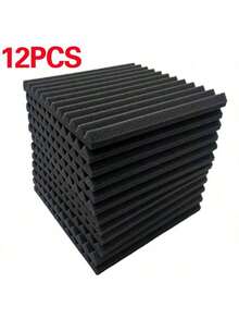 12pcs Acoustic Wall Panel Tiles Studio Sound Proofing Insulation Foam Thick Pad - Black - View 3