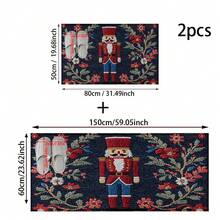1 pièce/2 pièces Tapis de bain antidérapant à motif de casse-noisette de Noël, en matériau de fausse cachemire, avec décoration en peluche, convient pour les salles de bain, les entrées, les cuisines et autres occasions, lavable en machine, décoration festive, peut être offert en cadeau
