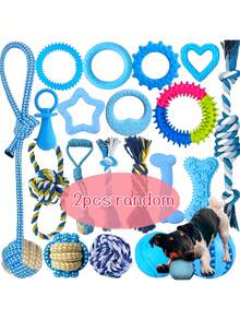 3/6/9件套幼犬磨牙玩具套装，包含各种带绳子的咀嚼玩具、零食球和发声玩具，耐用布料材质，适合幼犬和小型犬，是理想的送礼佳品。