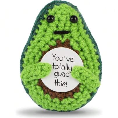 1pc Mini Funny Avocados, Knitted Dolls, Positive Cards, Cheer-Up Gifts And Party Decorations, Cute Wool Avocado Knitted Dolls.