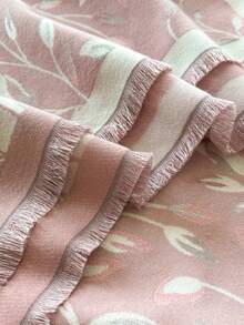 1 chiếc khăn choàng Jacquard họa tiết hoa hai tông màu thanh lịch, ấm áp và đa năng dành cho nữ, thích hợp cho phòng có máy lạnh, mùa thu/đông, phụ kiện thời trang và quà tặng cho trang phục - Hồng - Xem 4