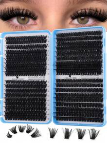 648/666/720pcs D Curl Clusters Lashes High Capacity Fake Eyelashes Book For Beginner Friendly, Thick Fluffy Diy Segmented Lashes Extensions Enlarge Eyes False Lash, Lightweigh, Reusable, Large Capacity Individual Eyelashes, Soft And Natural Look Mix Lash For 3d Effect Eyes Makeup Beauty, Diy At Home, Portable For Travel, East To Use For Daily Commuting, Night Party, Wedding Bridal Makeup - D - View 3