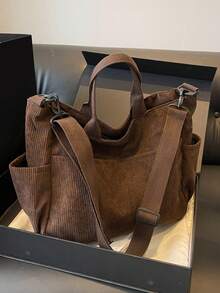New Fashion Classic College Style Casual Large Capacity Multi-Pocket Shoulder Bag, Especially Warm. Particularly Suitable For Campus, Office, Daily Matching, Dates, Shopping, Outings, Gifts And Other Occasions. - Coffee Brown - View 13